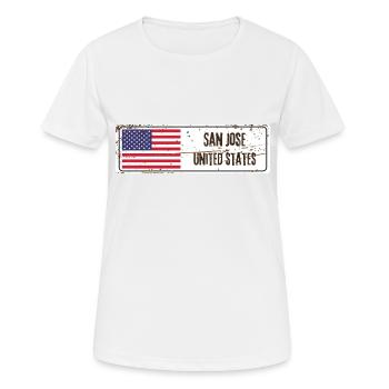 Flagge von San Jose - Frauen T-Shirt atmungsaktiv - Weiß - Vorne - AI Model Female 172 dark (172cm)