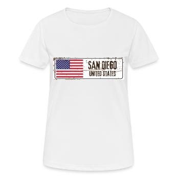 Drapeau de San Diego - T-shirt respirant Femme - blanc - Devant - AI Model Female 172 dark (172cm)