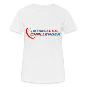 #timelesschallenger - Frauen T-Shirt atmungsaktiv - Weiß - Vorne - AI Model Female 172 dark (172cm)