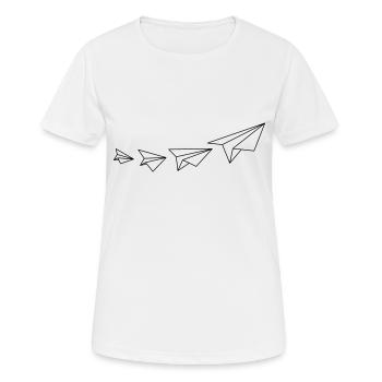 Papierflieger - Frauen T-Shirt atmungsaktiv - Weiß - Vorne - AI Model Female 172 dark (172cm)