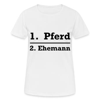 Pferd vor Ehemann - Frauen T-Shirt atmungsaktiv - Weiß - Vorne - AI Model Female 172 dark (172cm)