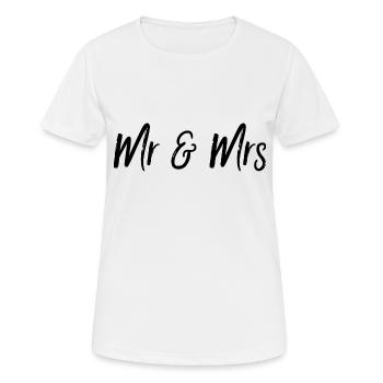 Mr and Mrs Geschenkidee für Hochzeit - Frauen T-Shirt atmungsaktiv - Weiß - Vorne - AI Model Female 172 dark (172cm)
