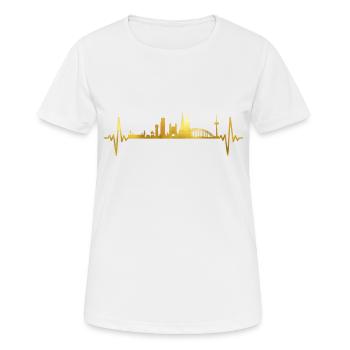 Köln Skyline Herzschlag - Frauen T-Shirt atmungsaktiv - Weiß - Vorne - AI Model Female 172 dark (172cm)