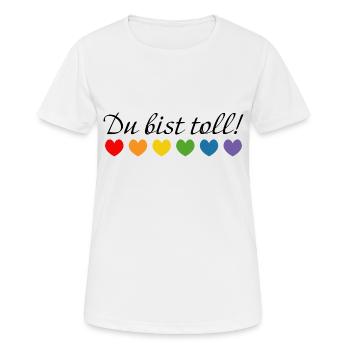 Regenbogenherzchen du bist toll - Frauen T-Shirt atmungsaktiv - Weiß - Vorne - AI Model Female 172 dark (172cm)