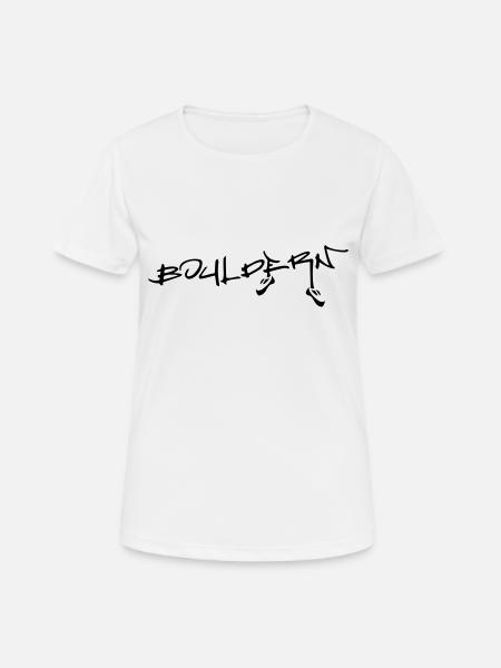 Bouldern - Frauen T-Shirt atmungsaktiv - Weiß