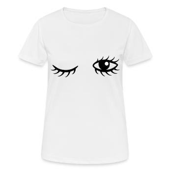 T shirt with eyes and eyelashes - Women's Breathable T-Shirt - white - Front - AI Model Female 172 dark (172cm)