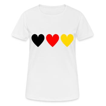 3 coeurs - Allemagne - T-shirt respirant Femme - blanc - Devant - AI Model Female 172 dark (172cm)
