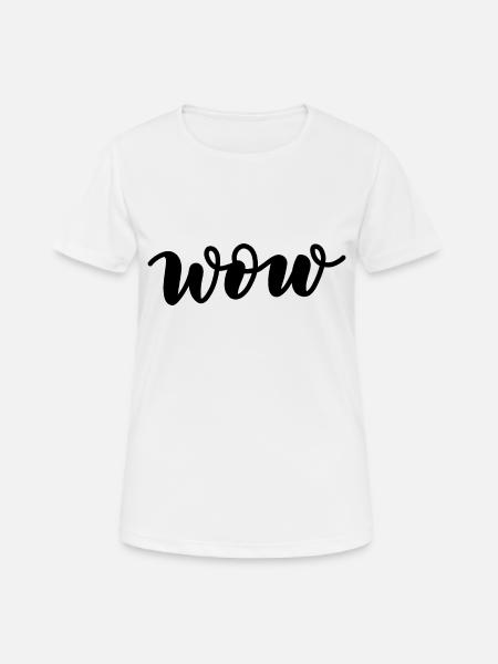 wow lettering - Women's Breathable T-Shirt - white