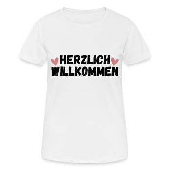 Herzlich Willkommen Herz Liebe - Frauen T-Shirt atmungsaktiv - Weiß - Vorne - AI Model Female 172 dark (172cm)