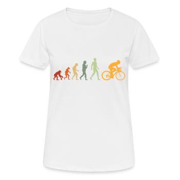 Evolution Radfahrer Geschenk für Radfahrer Fahrrad MTB - Frauen T-Shirt atmungsaktiv - Weiß - Vorne - AI Model Female 172 dark (172cm)