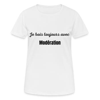 Je bois avec modération - T-shirt respirant Femme - blanc - Devant - AI Model Female 172 dark (172cm)