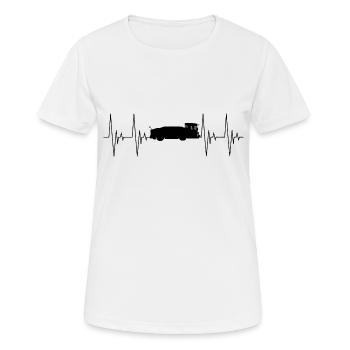 Aircraft Tug Pushback Pusher Heartbeat ECG - Women's Breathable T-Shirt - white - Front - AI Model Female 172 dark (172cm)