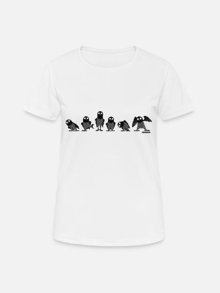 Eulen in Schwarz - Frauen T-Shirt atmungsaktiv - Weiß