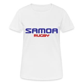 Samoa - Rugby - Mers du Sud - Polynésie - Sports - Apia - T-shirt respirant Femme - blanc - Devant - AI Model Female 172 dark (172cm)