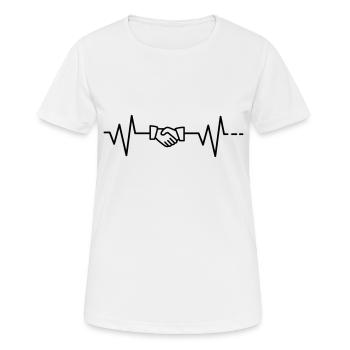 Herzschlag Business Handschlag Hände Hand in Firma - Frauen T-Shirt atmungsaktiv - Weiß - Vorne - AI Model Female 172 dark (172cm)