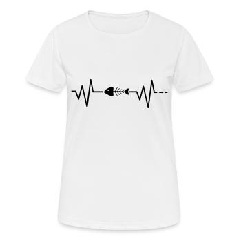 Fishing heartbeat dead fish skeleton fisherman dead - Women's Breathable T-Shirt - white - Front - AI Model Female 172 dark (172cm)