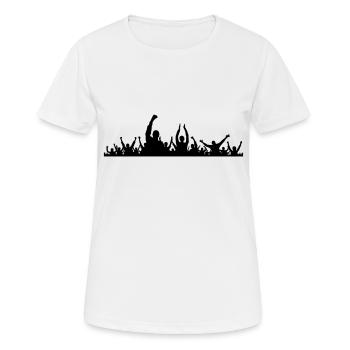 Menschen - Fans Gruppe Jubel - Frauen T-Shirt atmungsaktiv - Weiß - Vorne - AI Model Female 172 dark (172cm)