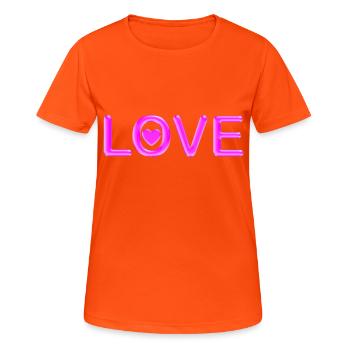 LOVE - Frauen T-Shirt atmungsaktiv - Neonorange - Vorne - AI Model Female 172 dark (172cm)