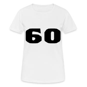 60. 60 ANS. 60e ANNIVERSAIRE. ANNIVERSAIRE 60 ANS. - T-shirt respirant Femme - blanc - Devant - AI Model Female 172 dark (172cm)