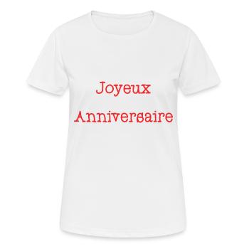 1. 1 AN. 1er ANNIVERSAIRE. ANNIVERSAIRE 1 AN - T-shirt respirant Femme - blanc - Devant - AI Model Female 172 dark (172cm)