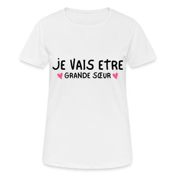 Ich werde eine große Schwester sein - Frauen T-Shirt atmungsaktiv - Weiß - Vorne - AI Model Female 172 dark (172cm)