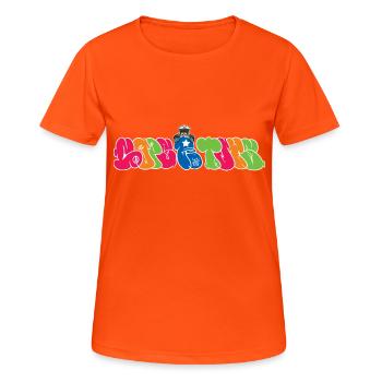 ACAB graffiti Cops are Toys - Frauen T-Shirt atmungsaktiv - Neonorange - Vorne - AI Model Female 172 dark (172cm)