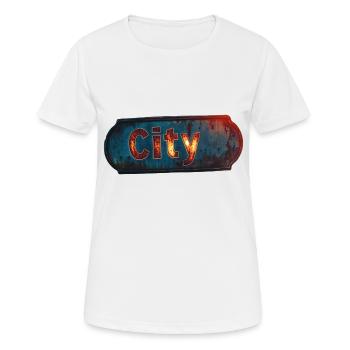Stadt rostiges Stadtschild mit Vintage-Feeling - Frauen T-Shirt atmungsaktiv - Weiß - Vorne - AI Model Female 172 dark (172cm)