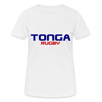 Tonga Rugby Logo - Pacifique - Polynésie - Mers du Sud - T-shirt respirant Femme - blanc - Devant - AI Model Female 172 dark (172cm)