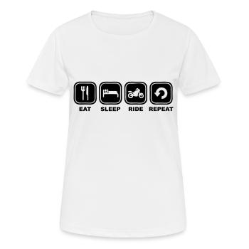 Eat, sleep, ride, repeat - T-shirt respirant Femme - blanc - Devant - AI Model Female 172 dark (172cm)