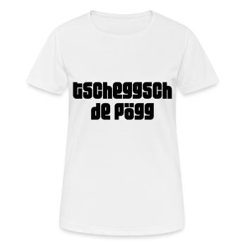 tscheggsch de Pögg Schweizerdeutsch - Frauen T-Shirt atmungsaktiv - Weiß - Vorne - AI Model Female 172 dark (172cm)