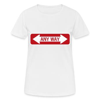 Straßenschild in irgendeiner Weise rot - Frauen T-Shirt atmungsaktiv - Weiß - Vorne - AI Model Female 172 dark (172cm)