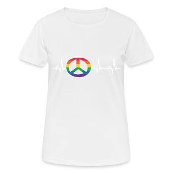 Herzschlag Schwul regenbogen gay pride - Frauen T-Shirt atmungsaktiv - Weiß - Vorne - AI Model Female 172 dark (172cm)