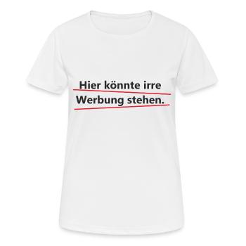 Werbung - Frauen T-Shirt atmungsaktiv - Weiß - Vorne - AI Model Female 172 dark (172cm)