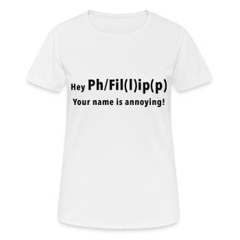 Philipp Philip Filip Phillipp Phillip ENG Version - Frauen T-Shirt atmungsaktiv - Weiß - Vorne - AI Model Female 172 dark (172cm)