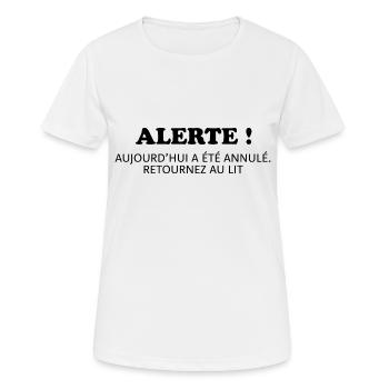 alerte - T-shirt respirant Femme - blanc - Devant - AI Model Female 172 dark (172cm)