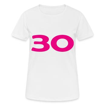 30. 30 ANS. 30e ANNIVERSAIRE. ANNIVERSAIRE 30 ANS. - T-shirt respirant Femme - blanc - Devant - AI Model Female 172 dark (172cm)