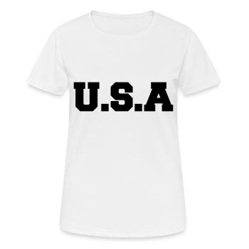 usa - Frauen T-Shirt atmungsaktiv - Weiß - Vorne - AI Model Female 172 dark (172cm)