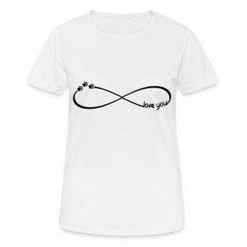 Unendlichkeit Symbol love you Hunde Katzen Pfoten - Frauen T-Shirt atmungsaktiv - Weiß - Vorne - AI Model Female 172 dark (172cm)