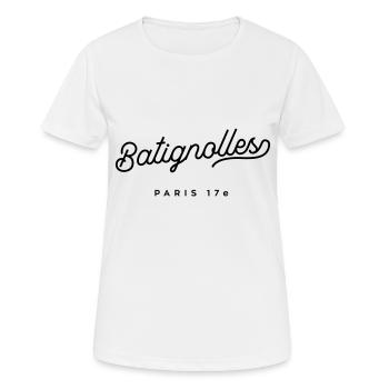 Batignolles - 17e arrondissement Paris - T-shirt respirant Femme - blanc - Devant - AI Model Female 172 dark (172cm)