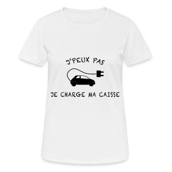 J'peux pas je charge ma caisse - T-shirt respirant Femme - blanc - Devant - AI Model Female 172 dark (172cm)