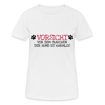 Vorsicht vor dem Frauchen - Frauen T-Shirt atmungsaktiv - Weiß - Vorne - AI Model Female 172 dark (172cm)