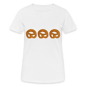 Pretzel. Pretzel. Kringlu. Galleta salada. Precel. - Women's Breathable T-Shirt - white - Front - AI Model Female 172 dark (172cm)