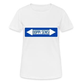Doppelt-sinnliches Straßenschild - Frauen T-Shirt atmungsaktiv - Weiß - Vorne - AI Model Female 172 dark (172cm)