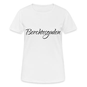 Berchtesgaden Schriftzug schwarz - Frauen T-Shirt atmungsaktiv - Weiß - Vorne - AI Model Female 172 dark (172cm)