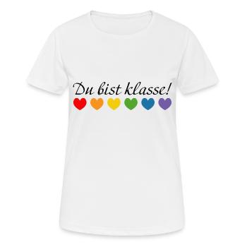 Regenbogenherzchen du bist klasse - Frauen T-Shirt atmungsaktiv - Weiß - Vorne - AI Model Female 172 dark (172cm)