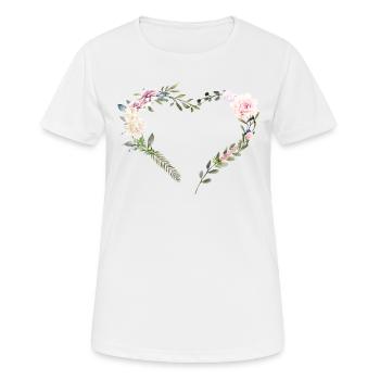 Blumen Herz personalisierbar - Frauen T-Shirt atmungsaktiv - Weiß - Vorne - AI Model Female 172 dark (172cm)