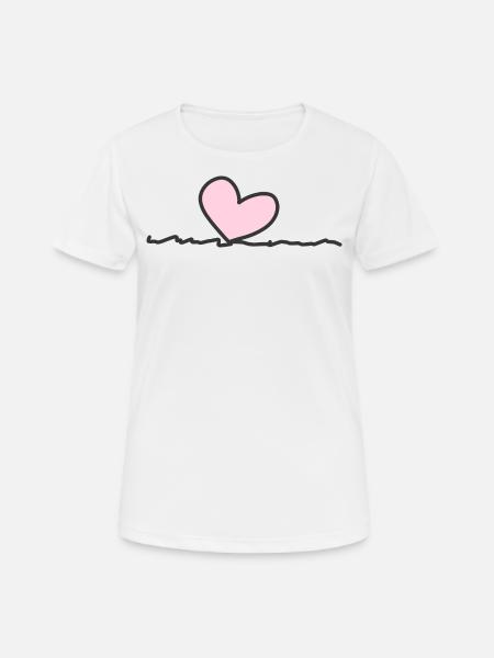rosa Herz Linie - Frauen T-Shirt atmungsaktiv - Weiß