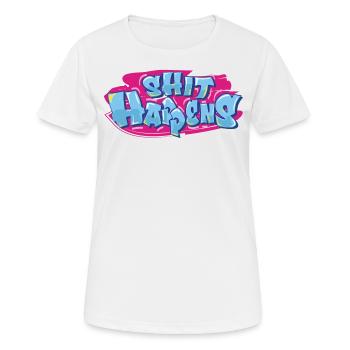 Shit Happens - Frauen T-Shirt atmungsaktiv - Weiß - Vorne - AI Model Female 172 dark (172cm)