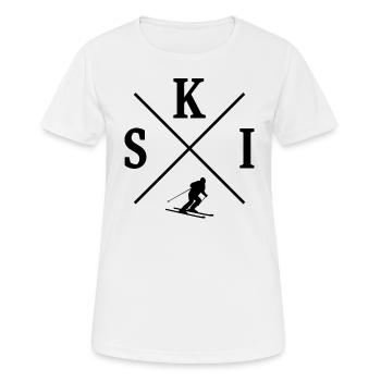 Skifahren T-shirt Ski Skifahrer - Frauen T-Shirt atmungsaktiv - Weiß - Vorne - AI Model Female 172 dark (172cm)