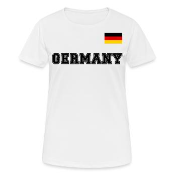 Look maillot de l’Allemagne – ALLEMAGNE avec drapeau - T-shirt respirant Femme - blanc - Devant - AI Model Female 172 dark (172cm)